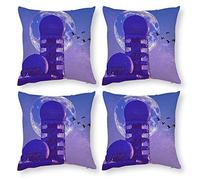 Cushion Cover Pillowcase Cotton Linen Atmosphere Observatory Space-up Durable Cotton Linen Throw Pillow Case Home Decor for Halloween Easter Gifts 4 1 Set 40x40cm