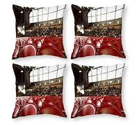 Cushion Cover Pillowcase Cotton Linen Auditorium Red Crowd-up Durable Cotton Linen Throw Pillow Case Home Decor for Halloween Easter Gifts 60x60cm