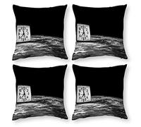Cushion Cover Pillowcase Cotton Linen Black-and-White Clock Still Life Photography-up Durable Cotton Linen Throw Pillow Case Home Decor for Halloween Easter Gifts 40x40cm
