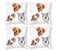 Cushion Cover Pillowcase Cotton Linen Canidae Dog Breed Beagle Durable Cotton Linen Throw Pillow Case Home Decor for Halloween Easter Gifts 4 1 Set 30x30cm