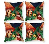 Cushion Cover Pillowcase Cotton Linen Cartoon Organism Space Durable Cotton Linen Throw Pillow Case Home Decor for Halloween Easter Gifts 4 1 Set 30x30cm