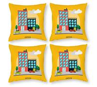 Cushion Cover Pillowcase Cotton Linen Cartoon Rectangle Clip Art Durable Cotton Linen Throw Pillow Case Home Decor for Halloween Easter Gifts 4 1 Set 45x45cm