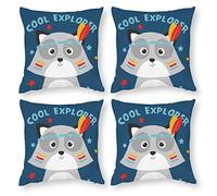 Cushion Cover Pillowcase Cotton Linen Cartoon Snout Polar Bear Durable Cotton Linen Throw Pillow Case Home Decor for Halloween Easter Gifts 4 1 Set 43x43cm