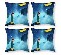 Cushion Cover Pillowcase Cotton Linen Cartoon Space Night Durable Cotton Linen Throw Pillow Case Home Decor for Halloween Easter Gifts 4 1 Set 30x30cm