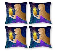Cushion Cover Pillowcase Cotton Linen Cg Artwork Space Star Durable Cotton Linen Throw Pillow Case Home Decor for Halloween Easter Gifts 4 1 Set 55x55cm