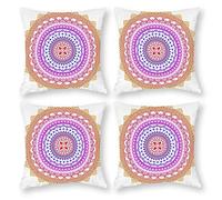 Cushion Cover Pillowcase Cotton Linen Circle Symmetry Mandala Durable Cotton Linen Throw Pillow Case Home Decor for Halloween Easter Gifts 4 1 Set 60x60cm