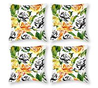 Cushion Cover Pillowcase Cotton Linen Cut Flowers Plant Graphics Durable Cotton Linen Throw Pillow Case Home Decor for Halloween Easter Gifts 4 1 Set 50x50cm