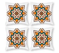 Cushion Cover Pillowcase Cotton Linen Design Symmetry Mandala Durable Cotton Linen Throw Pillow Case Home Decor for Halloween Easter Gifts 4 1 Set 35x35cm