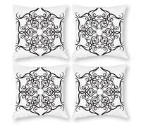 Cushion Cover Pillowcase Cotton Linen Design Symmetry Mandala Durable Cotton Linen Throw Pillow Case Home Decor for Halloween Easter Gifts 4 1 Set 45x45cm