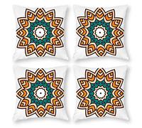 Cushion Cover Pillowcase Cotton Linen Design Symmetry Mandala Durable Cotton Linen Throw Pillow Case Home Decor for Halloween Easter Gifts 4 1 Set 80x80cm