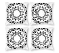 Cushion Cover Pillowcase Cotton Linen Design Symmetry Mandala Durable Cotton Linen Throw Pillow Case Home Decor for Halloween Easter Gifts 4 1 Set 55x55cm