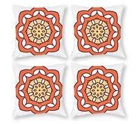 Cushion Cover Pillowcase Cotton Linen Design Symmetry Mandala Durable Cotton Linen Throw Pillow Case Home Decor for Halloween Easter Gifts 4 1 Set 45x45cm