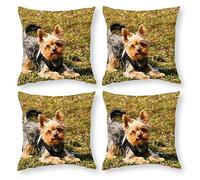 Cushion Cover Pillowcase Cotton Linen Dog Mammal Vertebrate-up Durable Cotton Linen Throw Pillow Case Home Decor for Halloween Easter Gifts 4 1 Set 50x50cm