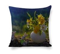 Cushion Cover Pillowcase Cotton Linen Flower Plant Still Life-up Durable Cotton Linen Throw Pillow Case Home Decor for Halloween Easter Gifts 45 * 45cm