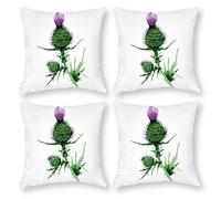 Cushion Cover Pillowcase Cotton Linen Flower Thistle Cynara Durable Cotton Linen Throw Pillow Case Home Decor for Halloween Easter Gifts 4 1 Set 55x55cm