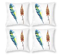 Cushion Cover Pillowcase Cotton Linen Leaf Feather Plant Durable Cotton Linen Throw Pillow Case Home Decor for Halloween Easter Gifts 4 1 Set 43x43cm