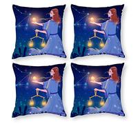 Cushion Cover Pillowcase Cotton Linen Light Star Space Durable Cotton Linen Throw Pillow Case Home Decor for Halloween Easter Gifts 4 1 Set 40x40cm