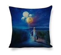 Cushion Cover Pillowcase Cotton Linen Moonlight Space Cg Artwork-up Durable Cotton Linen Throw Pillow Case Home Decor for Halloween Easter Gifts 50 * 50cm