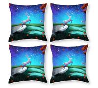 Cushion Cover Pillowcase Cotton Linen Organism Space Art Durable Cotton Linen Throw Pillow Case Home Decor for Halloween Easter Gifts 4 1 Set 43x43cm