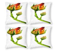 Cushion Cover Pillowcase Cotton Linen Plant Botany Paint Durable Cotton Linen Throw Pillow Case Home Decor for Halloween Easter Gifts 4 1 Set 43x43cm