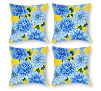 Cushion Cover Pillowcase Cotton Linen Plant Design Dahlia Durable Cotton Linen Throw Pillow Case Home Decor for Halloween Easter Gifts 4 1 Set 43x43cm