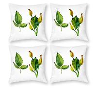 Cushion Cover Pillowcase Cotton Linen Plant Leaf Botany Durable Cotton Linen Throw Pillow Case Home Decor for Halloween Easter Gifts 4 1 Set 43x43cm