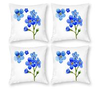 Cushion Cover Pillowcase Cotton Linen Plant Petal Dayflower Durable Cotton Linen Throw Pillow Case Home Decor for Halloween Easter Gifts 4 1 Set 43x43cm