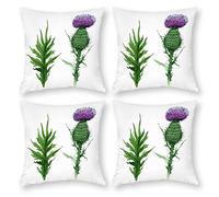 Cushion Cover Pillowcase Cotton Linen Plant Thistle Cynara Durable Cotton Linen Throw Pillow Case Home Decor for Halloween Easter Gifts 4 1 Set 50x50cm