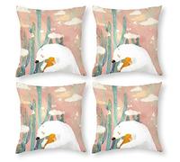 Cushion Cover Pillowcase Cotton Linen Polar Bear Bear Plant Durable Cotton Linen Throw Pillow Case Home Decor for Halloween Easter Gifts 4 1 Set 43x43cm