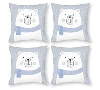 Cushion Cover Pillowcase Cotton Linen Polar Bear Cartoon Carnivore Durable Cotton Linen Throw Pillow Case Home Decor for Halloween Easter Gifts 4 1 Set 43x43cm