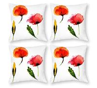 Cushion Cover Pillowcase Cotton Linen Red Plant Corn Poppy Durable Cotton Linen Throw Pillow Case Home Decor for Halloween Easter Gifts 4 1 Set 45x45cm