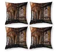 Cushion Cover Pillowcase Cotton Linen Ruins Architecture Forest-up Durable Cotton Linen Throw Pillow Case Home Decor for Halloween Easter Gifts 4 1 Set 35x35cm