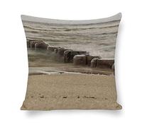 Cushion Cover Pillowcase Cotton Linen Shore Sand Beach-up Durable Cotton Linen Throw Pillow Case Home Decor for Halloween Easter Gifts 45 * 45cm