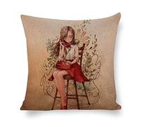 Cushion Cover Pillowcase Cotton Linen Sitting Fashion Illustration Drawing-up Durable Cotton Linen Throw Pillow Case Home Decor for Halloween Easter Gifts 50 * 50cm