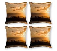 Cushion Cover Pillowcase Cotton Linen Sunset Afterglow Dusk-up Durable Cotton Linen Throw Pillow Case Home Decor for Halloween Easter Gifts 4 1 Set 43x43cm