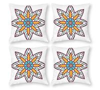Cushion Cover Pillowcase Cotton Linen Symmetry Mandala Durable Cotton Linen Throw Pillow Case Home Decor for Halloween Easter Gifts 4 1 Set 55x55cm