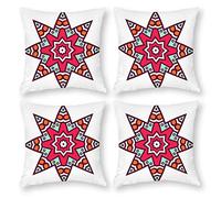 Cushion Cover Pillowcase Cotton Linen Symmetry Pattern Mandala Durable Cotton Linen Throw Pillow Case Home Decor for Halloween Easter Gifts 4 1 Set 45x45cm