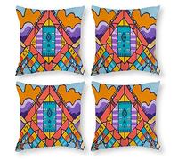 Cushion Cover Pillowcase Cotton Linen Symmetry Pattern Visual Arts-up Durable Cotton Linen Throw Pillow Case Home Decor for Halloween Easter Gifts 45x45cm