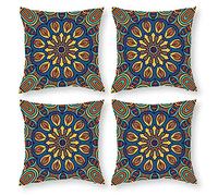 Cushion Cover Pillowcase Cotton Linen Symmetry Visual Arts Mandala Durable Cotton Linen Throw Pillow Case Home Decor for Halloween Easter Gifts 4 1 Set 35x35cm