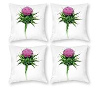 Cushion Cover Pillowcase Cotton Linen Thistle Cynara Silybum Durable Cotton Linen Throw Pillow Case Home Decor for Halloween Easter Gifts 4 1 Set 40x40cm