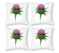 Cushion Cover Pillowcase Cotton Linen Thistle Cynara Silybum Durable Cotton Linen Throw Pillow Case Home Decor for Halloween Easter Gifts 4 1 Set 55x55cm