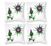Cushion Cover Pillowcase Cotton Linen Thistle Plant Botany Durable Cotton Linen Throw Pillow Case Home Decor for Halloween Easter Gifts 4 1 Set 30x30cm