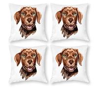 Cushion Cover Pillowcase Cotton Linen Vertebrate Canidae Brown Durable Cotton Linen Throw Pillow Case Home Decor for Halloween Easter Gifts 4 1 Set 35x35cm