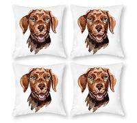 Cushion Cover Pillowcase Cotton Linen Vertebrate Dog Breed Brown Durable Cotton Linen Throw Pillow Case Home Decor for Halloween Easter Gifts 4 1 Set 55x55cm