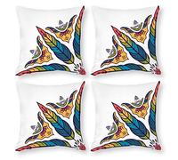 Cushion Cover Pillowcase Cotton Linen Visual Arts Symmetry Durable Cotton Linen Throw Pillow Case Home Decor for Halloween Easter Gifts 4 1 Set 35x35cm
