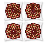Cushion Cover Pillowcase Cotton Linen Visual Arts Symmetry Mandala Durable Cotton Linen Throw Pillow Case Home Decor for Halloween Easter Gifts 4 1 Set 55x55cm