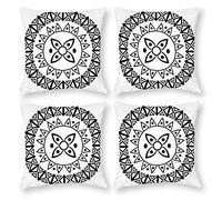 Cushion Cover Pillowcase Cotton Linen Visual Arts Symmetry Mandala Durable Cotton Linen Throw Pillow Case Home Decor for Halloween Easter Gifts 4 1 Set 80x80cm