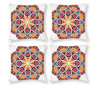 Cushion Cover Pillowcase Cotton Linen Visual Arts Symmetry Mandala Durable Cotton Linen Throw Pillow Case Home Decor for Halloween Easter Gifts 4 1 Set 60x60cm