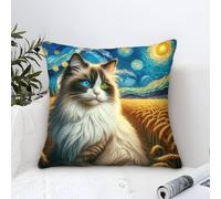 Cushion Cover Ragdoll Cat Modern Art Decorative,Wheat Field Pattern Square Cotton Pillow Case Soft Polyester Pillowcases for Sofa Patio Home Decor 45x45cm