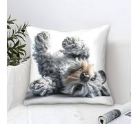 Cushion Cover Schnauzer Dog Modern Art Decorative,Adorable Dog Breed Pattern Square Pillow Cases Soft Polyester Throw Pillow Cover for Sofa Garden Bed Couch Cushions 45x45cm